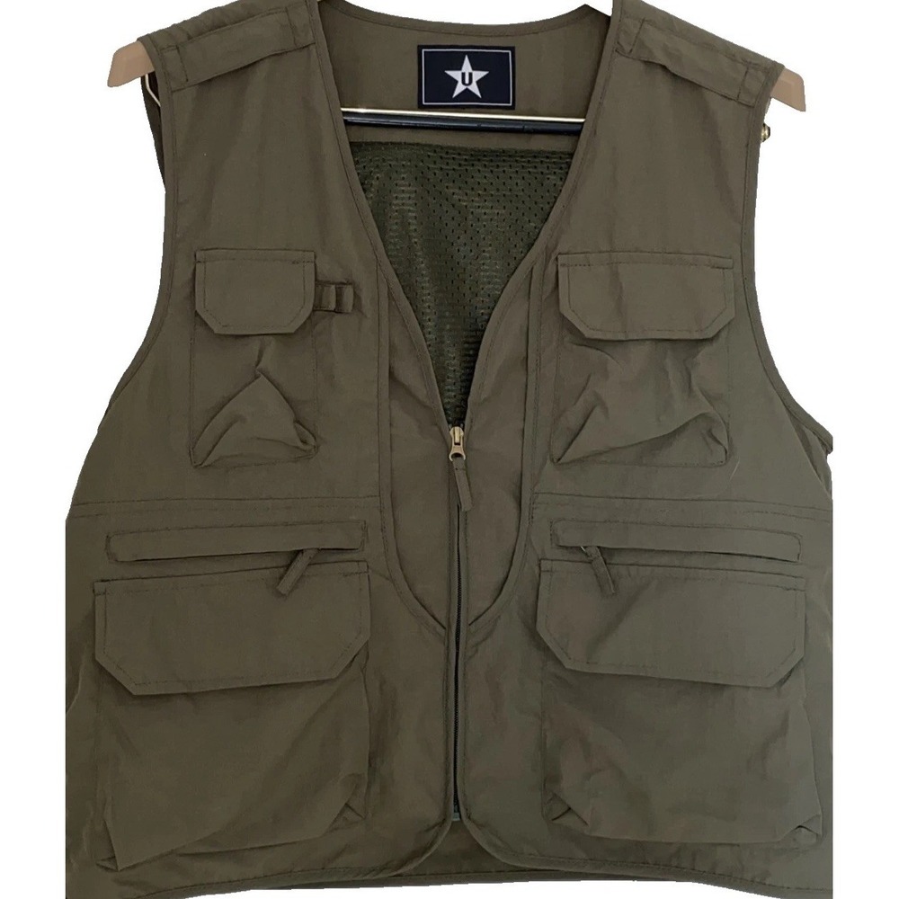 U Sportsman Utility Vest Fishing Hiking Hunting Green Gorpcore Mens Medium